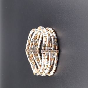 Bracelet, two-tone beads,elastic/stretch bracelet.